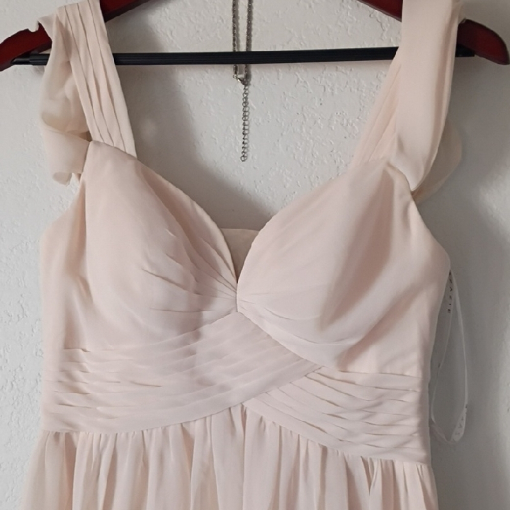 Azazie Lianne Cream Alabaster Bridesmaid Maxi Dress Size 8 - Picture 7 of 16